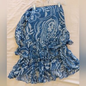 Ralph Lauren Silk and Cotton Blend Boho Ruffle Skirt